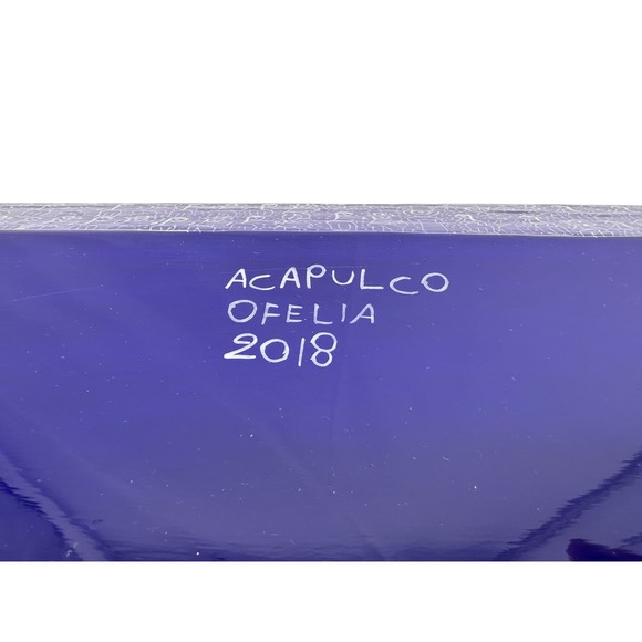 UNIQUE HAND PAINTED WOOD TRAY LARGE MEXICO BLUE - Picture 7 of 7